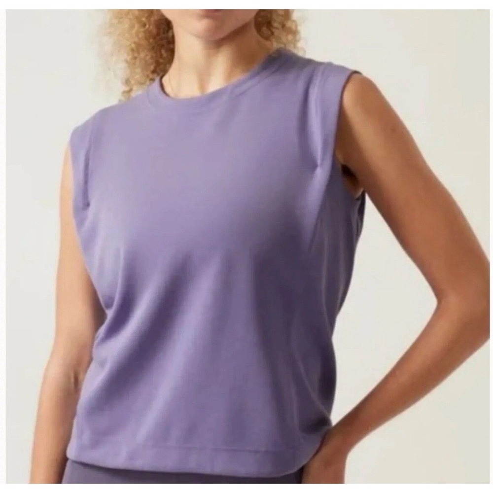 Athleta Seasoft Tank Sweatshirt Purple Muscle Tank Sleeveless Top Medium